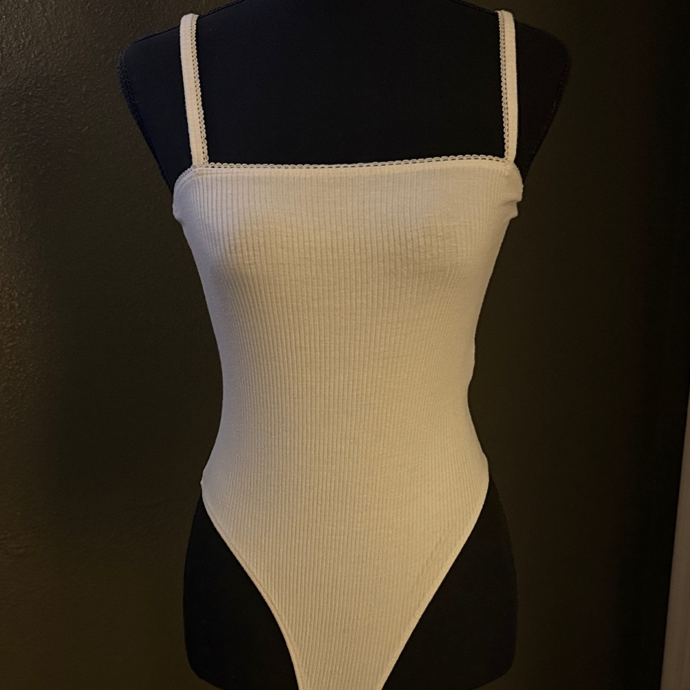 Forever 21 Cream Ribbed Bodysuit